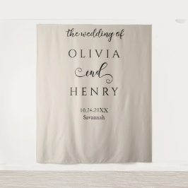 Minimalistische Elegante Beige Bruiloft Banner Wandkleed