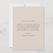 Minimalistische elegante beige eenvoudige script b bedankkaart (Achterkant)