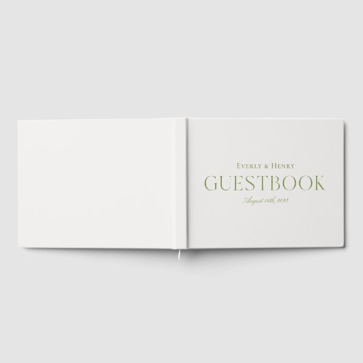 Minimalistische elegante Beige & Sage Green bruilo Gastenboek (Volledig)