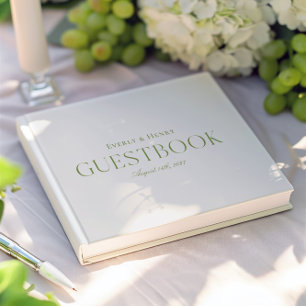 Minimalistische elegante Beige & Sage Green bruilo Gastenboek
