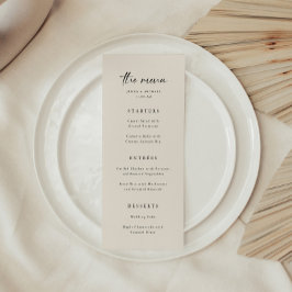 Minimalistische Elegante Beige Scriptie Bruiloft Menu