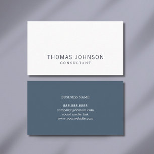 Minimalistische Elegante Blau-Witte Consultant Visitekaartje