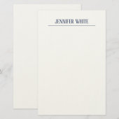Minimalistische Elegante Blau & Witte Eenvoudige R Briefpapier (Voorkant / Achterkant)