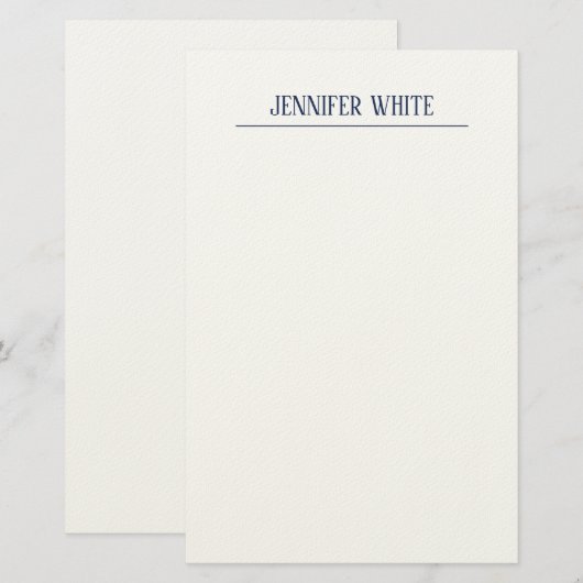 Minimalistische Elegante Blau & Witte Eenvoudige R Briefpapier (Voorkant / Achterkant)