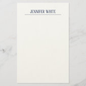 Minimalistische Elegante Blau & Witte Eenvoudige R Briefpapier (Voorkant)