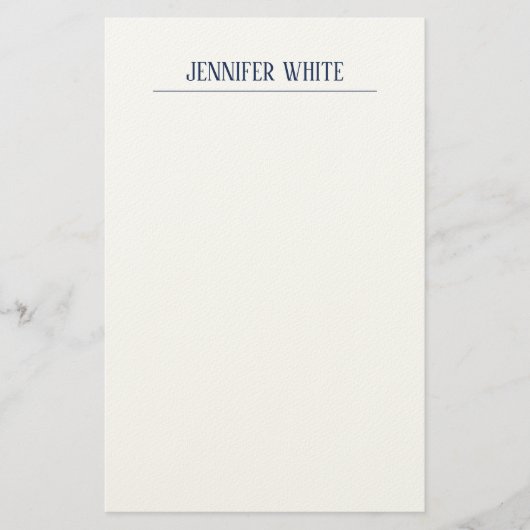 Minimalistische Elegante Blau & Witte Eenvoudige R Briefpapier (Voorkant)