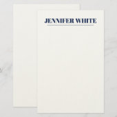 Minimalistische Elegante Blau & Witte Eenvoudige R Briefpapier (Voorkant / Achterkant)