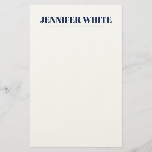 Minimalistische Elegante Blau & Witte Eenvoudige R Briefpapier (Voorkant)