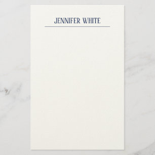 Minimalistische Elegante Blau & Witte Vlakke Retro Briefpapier
