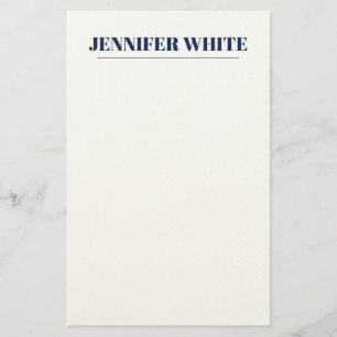 Minimalistische Elegante Blau & Witte Vlakke Retro Briefpapier