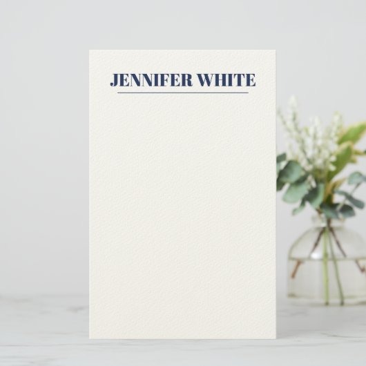 Minimalistische Elegante Blauw & Wit Vlakte Retro Briefpapier (Staand voorkant)