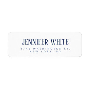 Minimalistische Elegante Blauw & Wit Vlakte Retro Etiket