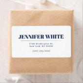 Minimalistische Elegante Blauw & Wit Vlakte Retro Etiket (Insitu)