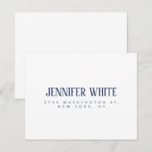 Minimalistische Elegante Blauw & Wit Vlakte Retro RSVP Kaartje (Voorkant / Achterkant)