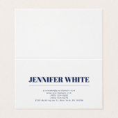 Minimalistische Elegante Blauw & Wit Vlakte Retro Visitekaartje (Buitenkant ongevouwen)