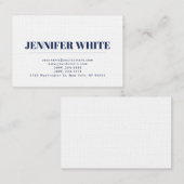 Minimalistische Elegante Blauw & Wit Vlakte Retro Visitekaartje (Voorkant / Achterkant)