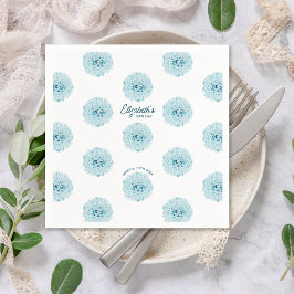 Minimalistische Elegante Blauwe Hortensia Verjaard Servet