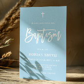 Minimalistische Elegante Blauwe Jongen Doop uitnod Kaart
