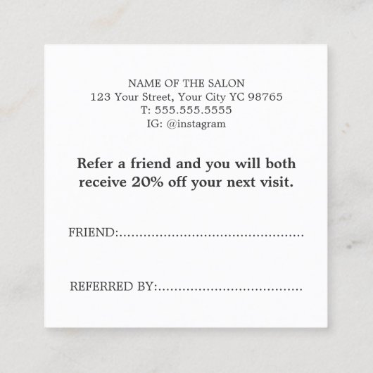 Minimalistische elegante Bleke Roos Bold Beauty Sa Aanbevelingskaartje (Achterkant)