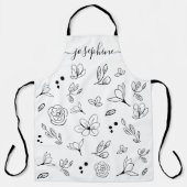Minimalistische Elegante Bloemen Gepersonaliseerd Schort (Voorkant)