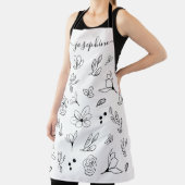 Minimalistische Elegante Bloemen Gepersonaliseerd Schort (Insitu)