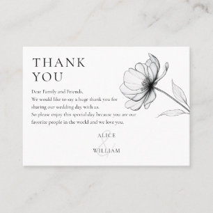 Minimalistische Elegante Bloemen Huwelijk Bedankt Plaatskaartje