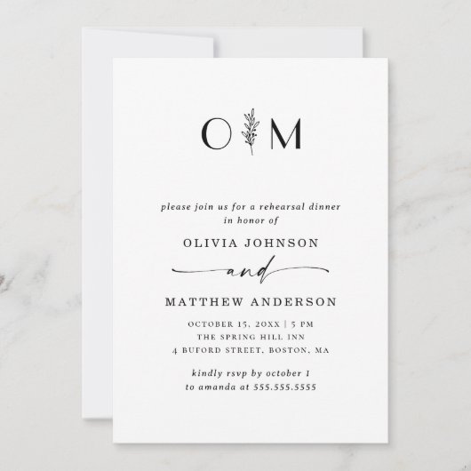 Minimalistische Elegante Bloemen Wedding Repetitie Kaart (Voorkant)