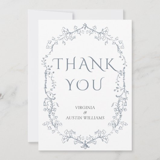 Minimalistische Elegante Bloemenbruiloft Dank u ka Bedankkaart (Voorkant)