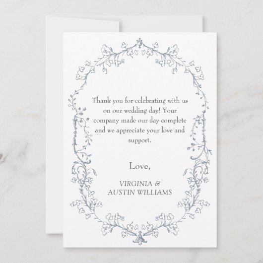Minimalistische Elegante Bloemenbruiloft Dank u ka Bedankkaart (Achterkant)