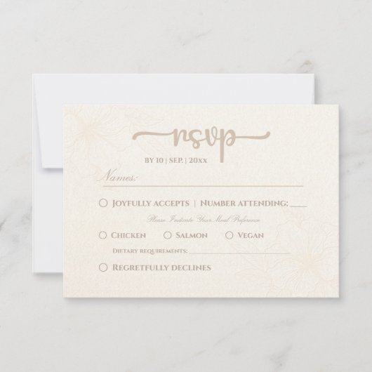 Minimalistische Elegante Bloemenbruiloft RSVP Kaar (Voorkant)