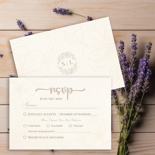 Minimalistische Elegante Bloemenbruiloft RSVP Kaar