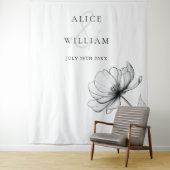 Minimalistische elegante bloemenfotocabine achterg wandkleed (In situ)