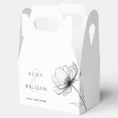 Minimalistische Elegante Bloemenlijn Tekening Wedd Bedankdoosjes (Geopend)