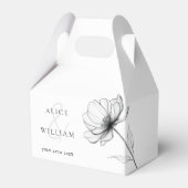 Minimalistische Elegante Bloemenlijn Tekening Wedd Bedankdoosjes (Voorkant Zijde)