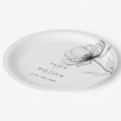 Minimalistische Elegante Bloemenlijn Tekening Wedd Papieren Bordje (Gekanteld)
