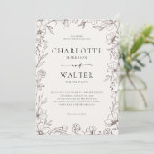 Minimalistische Elegante Bloemige Trouwuitnodiging Save The Date (Staand voorkant)