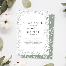Minimalistische Elegante Bloemige Trouwuitnodiging Save The Date