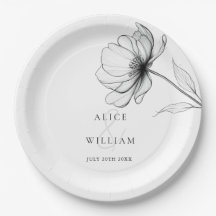 Minimalistische Elegante Bloemlijn Tekening Trouwf