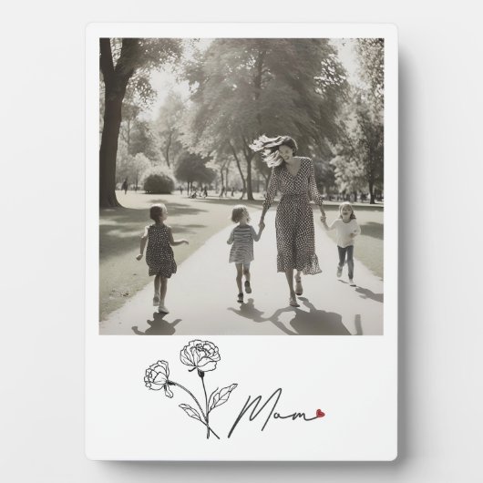 Minimalistische Elegante Bloemmoeder Fotoplaat (voorkant)