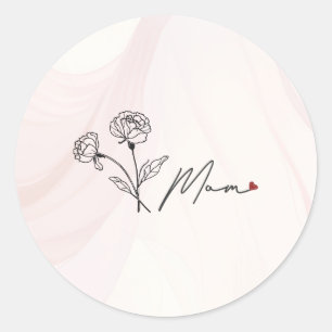 Minimalistische Elegante Bloemmoeder Ronde Sticker