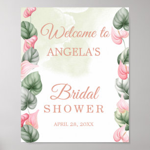 Minimalistische Elegante Bloemrijke Bruiloft Borre Poster