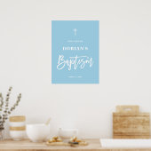 Minimalistische elegante Blue Boy doop welkom Poster (Keuken)