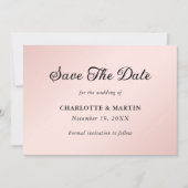 Minimalistische Elegante Blush en Zwarte Bruiloft Save The Date (Voorkant)
