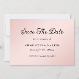 Minimalistische Elegante Blush en Zwarte Bruiloft Save The Date
