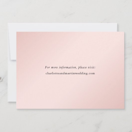 Minimalistische Elegante Blush en Zwarte Bruiloft Save The Date (Achterkant)