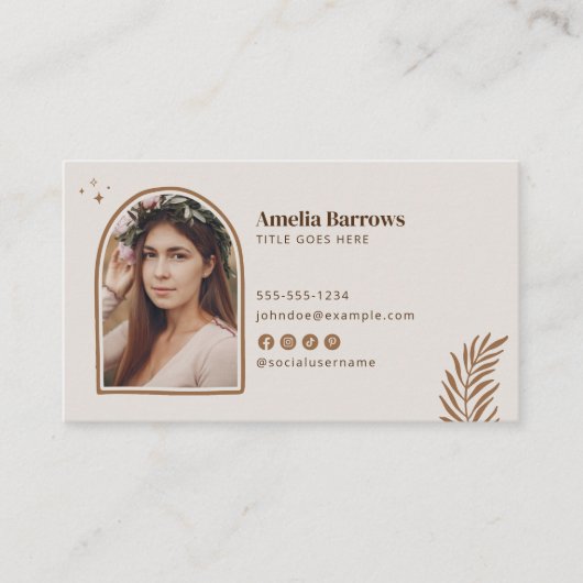 Minimalistische elegante Boho Cream Bohemian Sun S Visitekaartje (Voorkant)