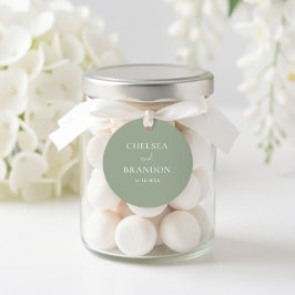 Minimalistische Elegante Boho Saliegroene Trouwdag Ronde Sticker