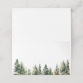 Minimalistische elegante bos pijnbomen bruiloft plaatskaartje (Buitenkant ongevouwen)