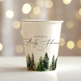 Minimalistische elegante bos rustieke baby shower papieren bekers