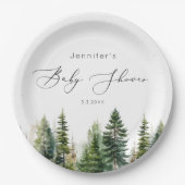 Minimalistische elegante bos rustieke baby shower papieren bordje (Voorkant)